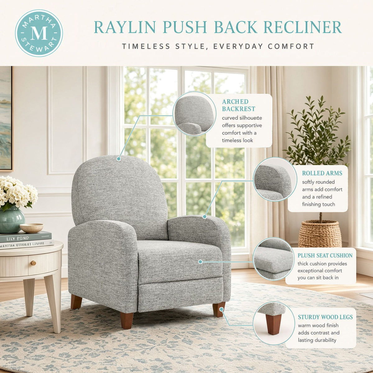 Raylin Upholstered Push Back Recliner - Tan Multi
