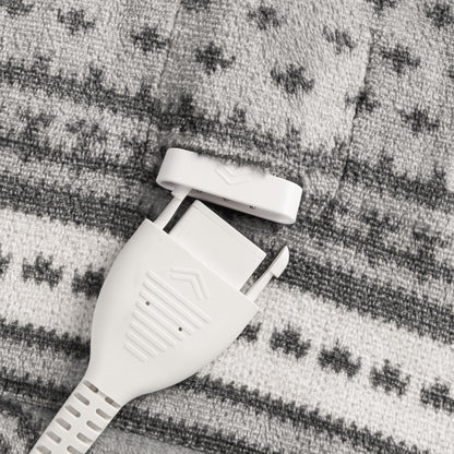 Print Plush to Sherpa Heated Throw - Grey Cozy Sheep
