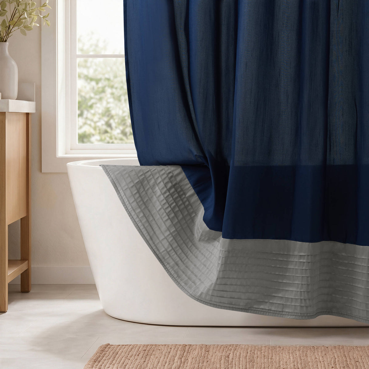 Amherst Faux Silk Shower Curtain - Navy