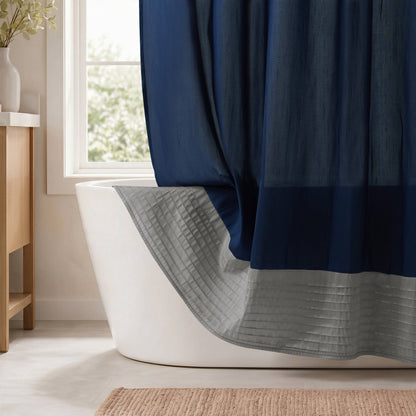 Amherst Faux Silk Shower Curtain - Navy