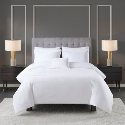 500 Thread Count Luxury Collection 100% Cotton Sateen Embroidered Comforter Set - White/White