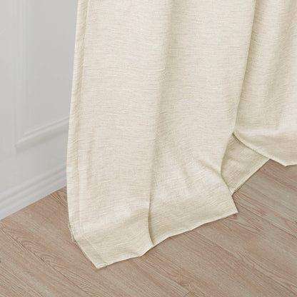 Como Tonal Printed Faux Silk Room Darkening Curtain Panel Pair - Ivory