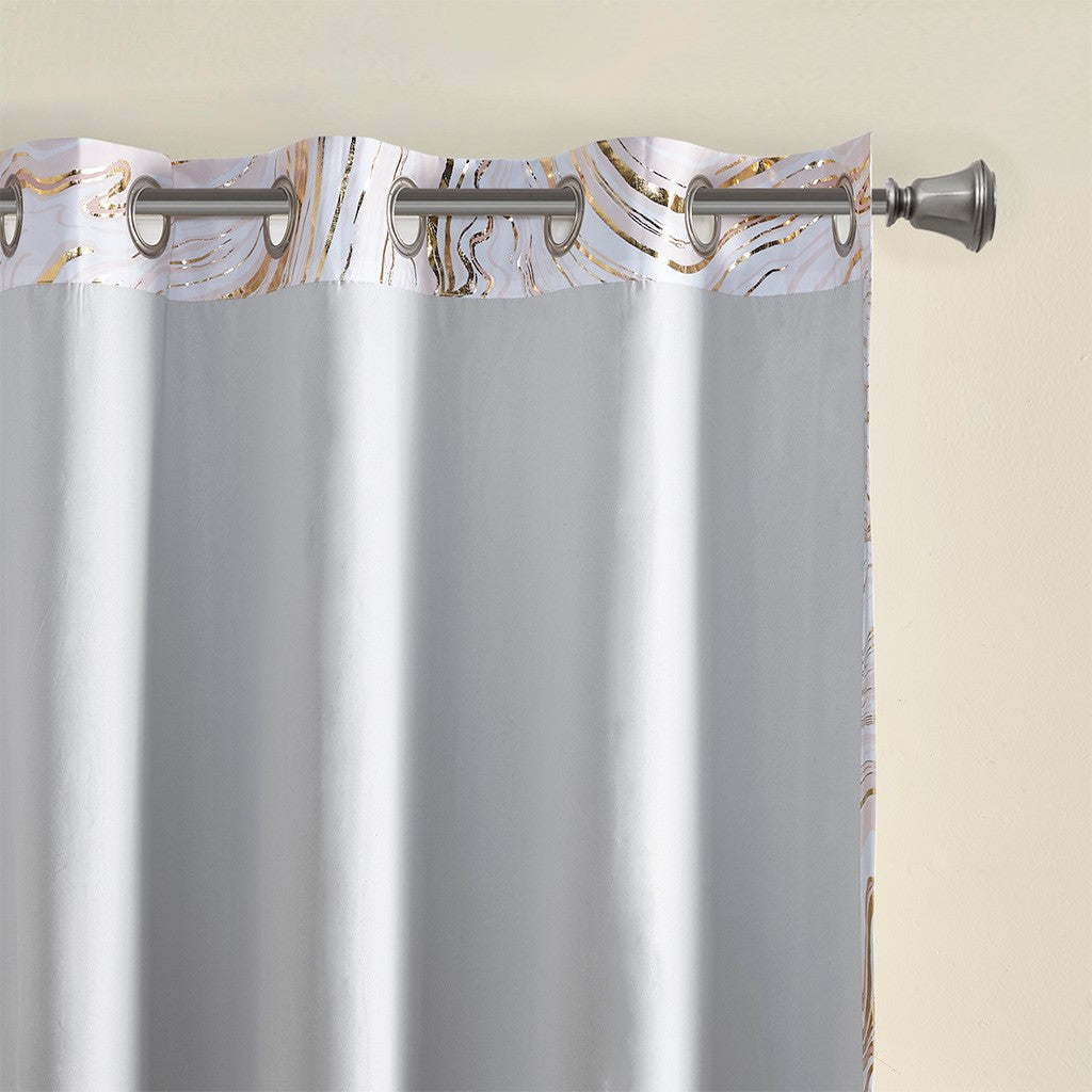 Rebecca Grommet Top Metallic Printed Total Blackout Curtain