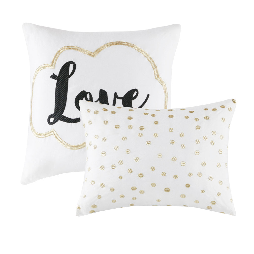 Raina Metallic Printed Comforter Set - Ivory/Gold