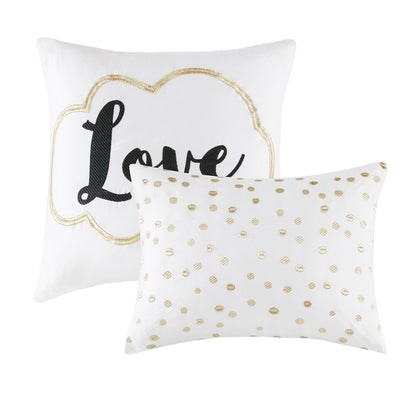 Raina Metallic Printed Comforter Set - Ivory/Gold