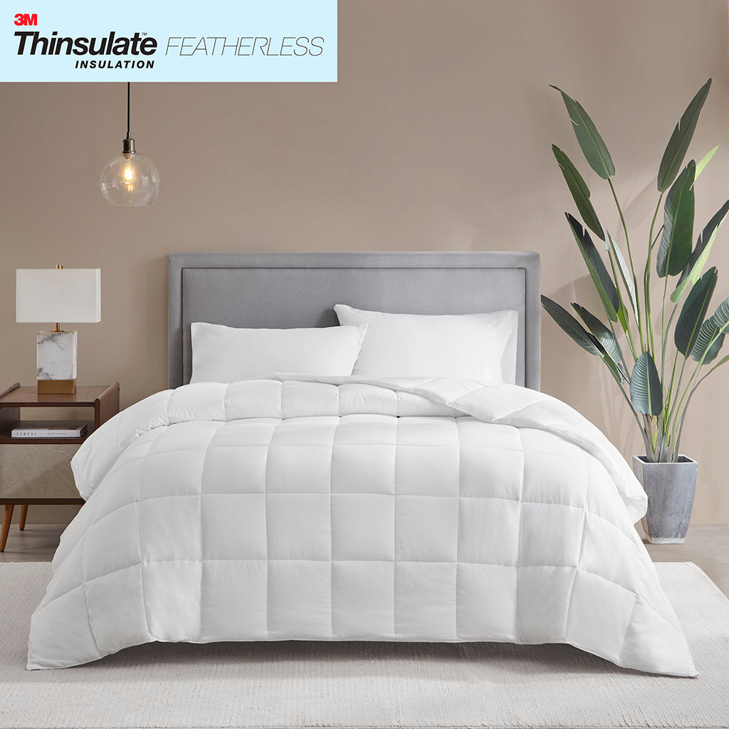Medium Warmth Cotton Down Alternative Featherless Comforter - White
