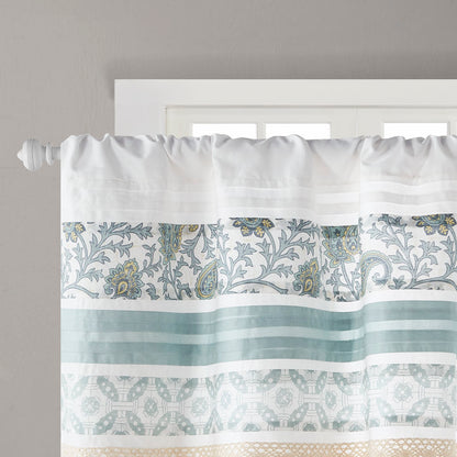 Dawn Printed and Pieced Rod Pocket Valance - Aqua