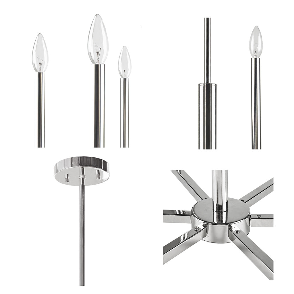 Renzetti 6-Light Contemporary Candelabra Styled Chandelier - Silver