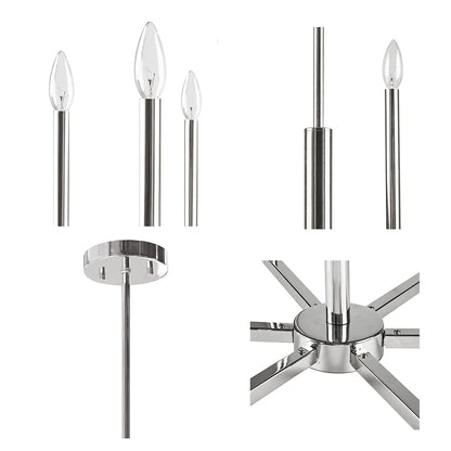 Renzetti 6-Light Contemporary Candelabra Styled Chandelier - Silver