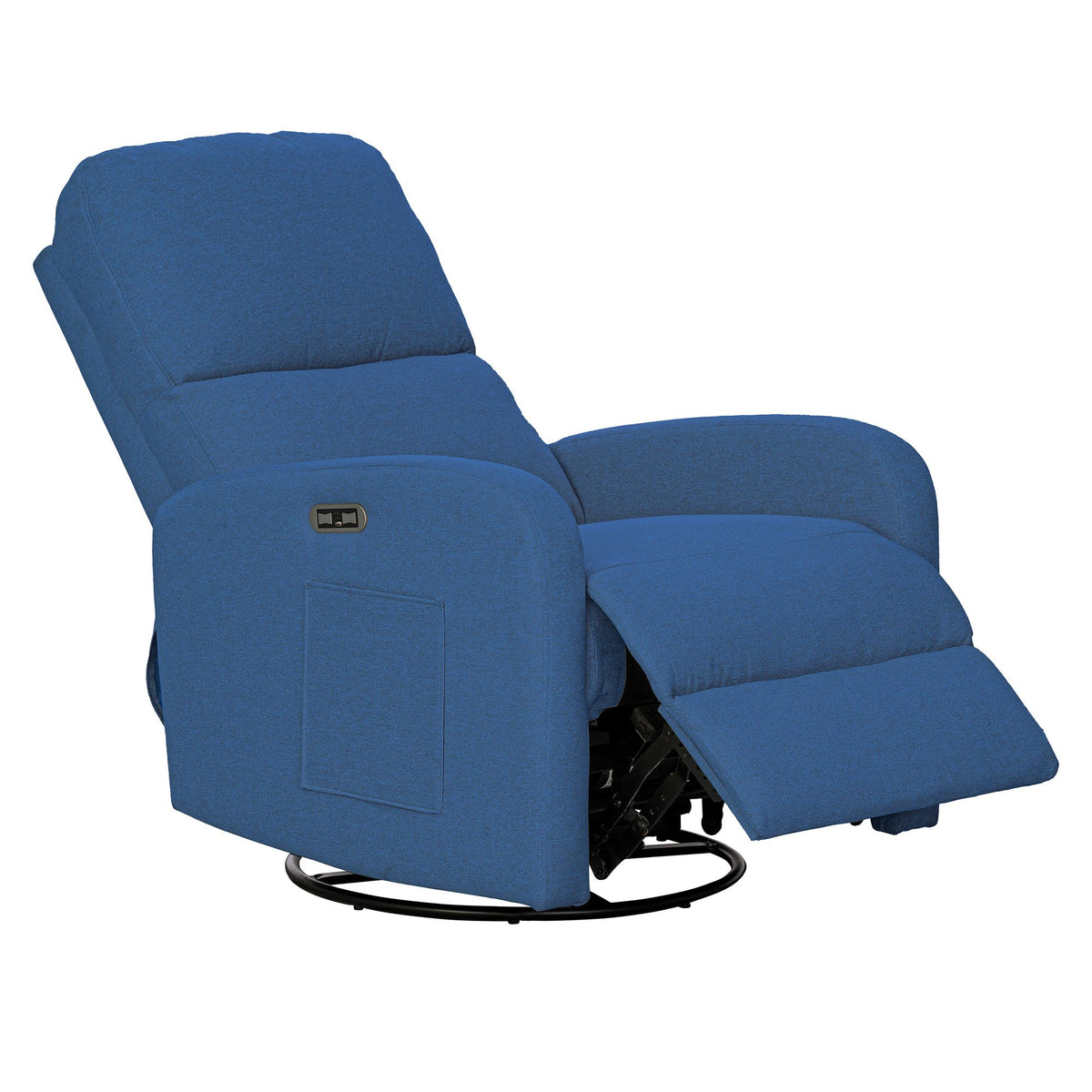 Dakota Power Recliner 3-in-1 with Swivel, Glider, Charging Station - Blue
