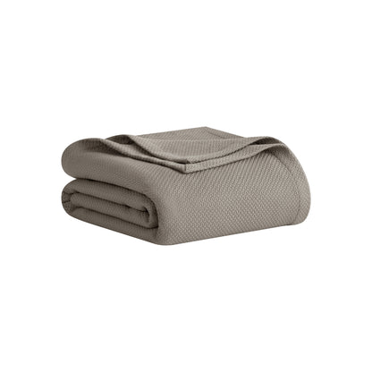 100% Certified Egyptian Cotton Blanket - Micro- herringbone Grey