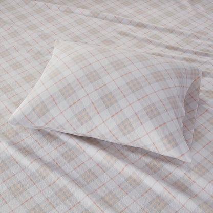 Cozy Cotton Flannel Printed Sheet Set - Pink Plaid