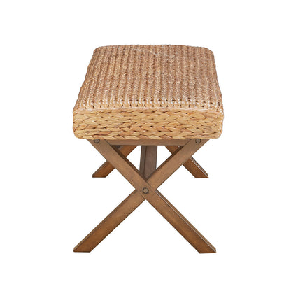 Seadrift Hand-woven Water Hyacinth Accent Bench - Brown
