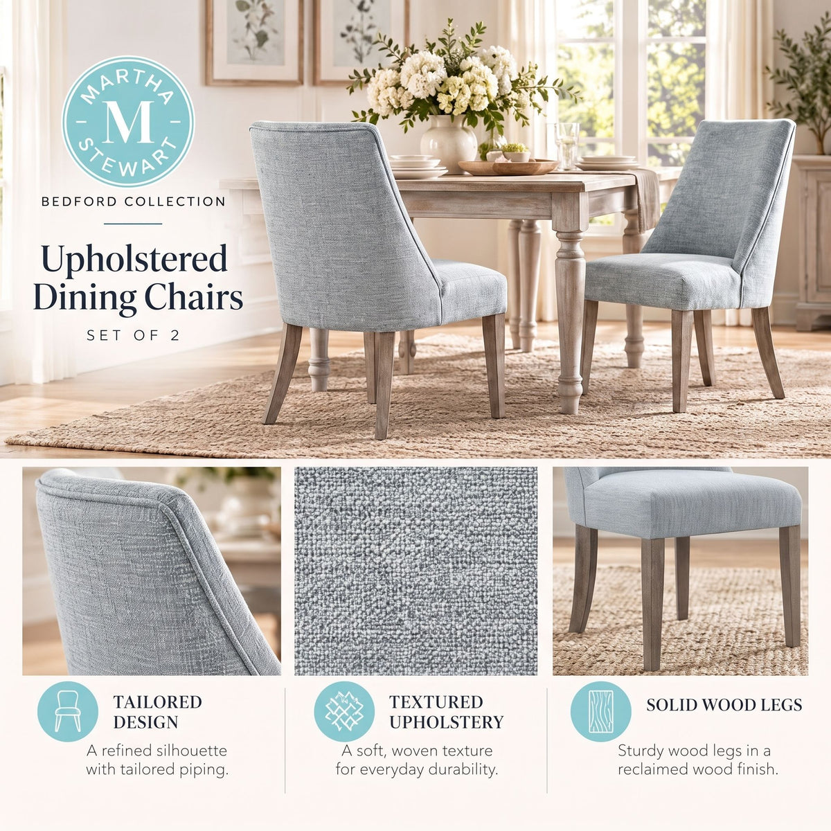 Winfield Upholstered Dining chair Set of 2 - Light Green