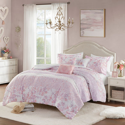 Oliena Floral Paisley Comforter Set - Pink