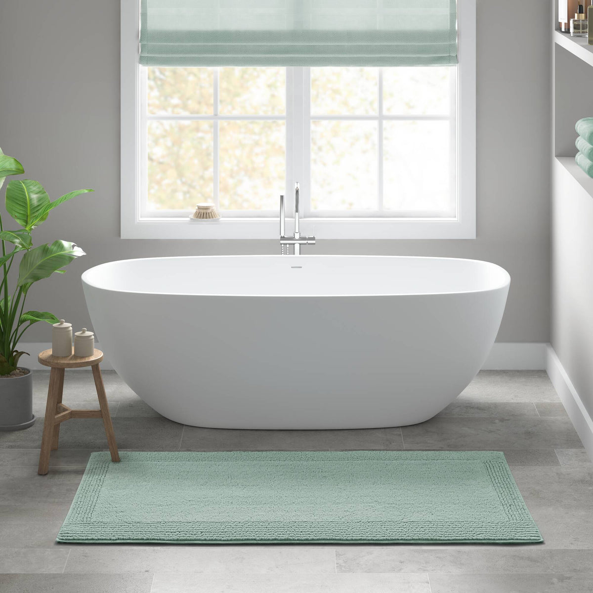 Splendor 100% Cotton Tufted 3000 GSM Reversible Bath Rug - Green