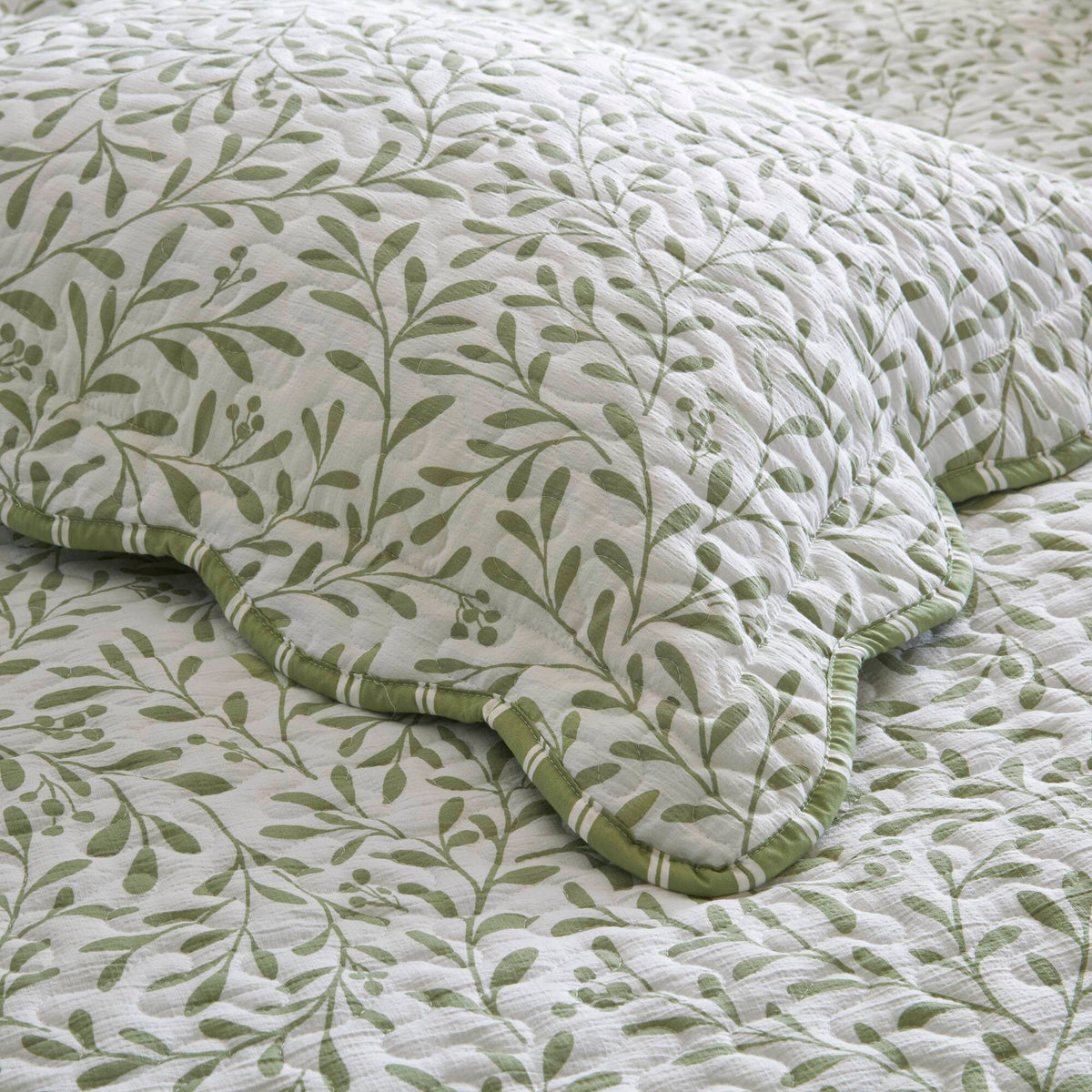Darcy 3 Piece Print Quilt Set - Sage Green