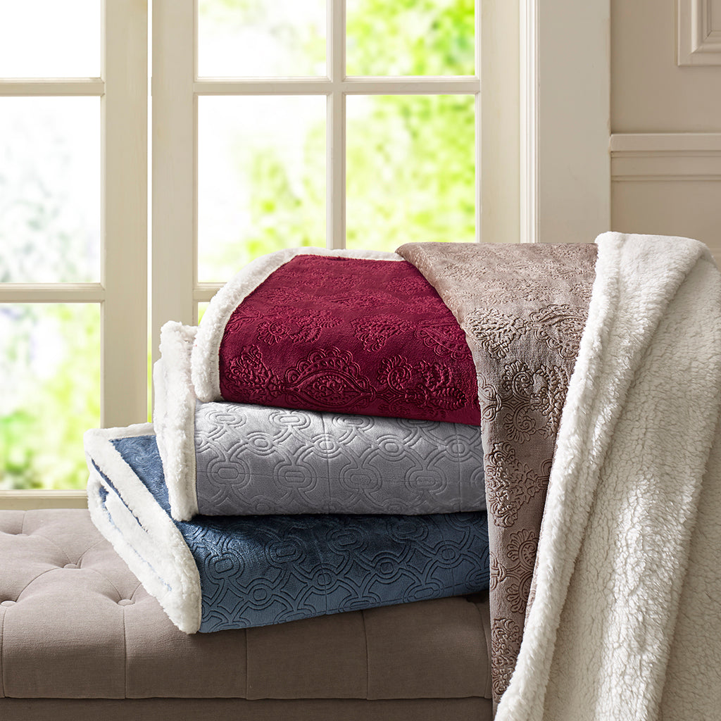 Elma Oversized Textured Plush Throw - Grey