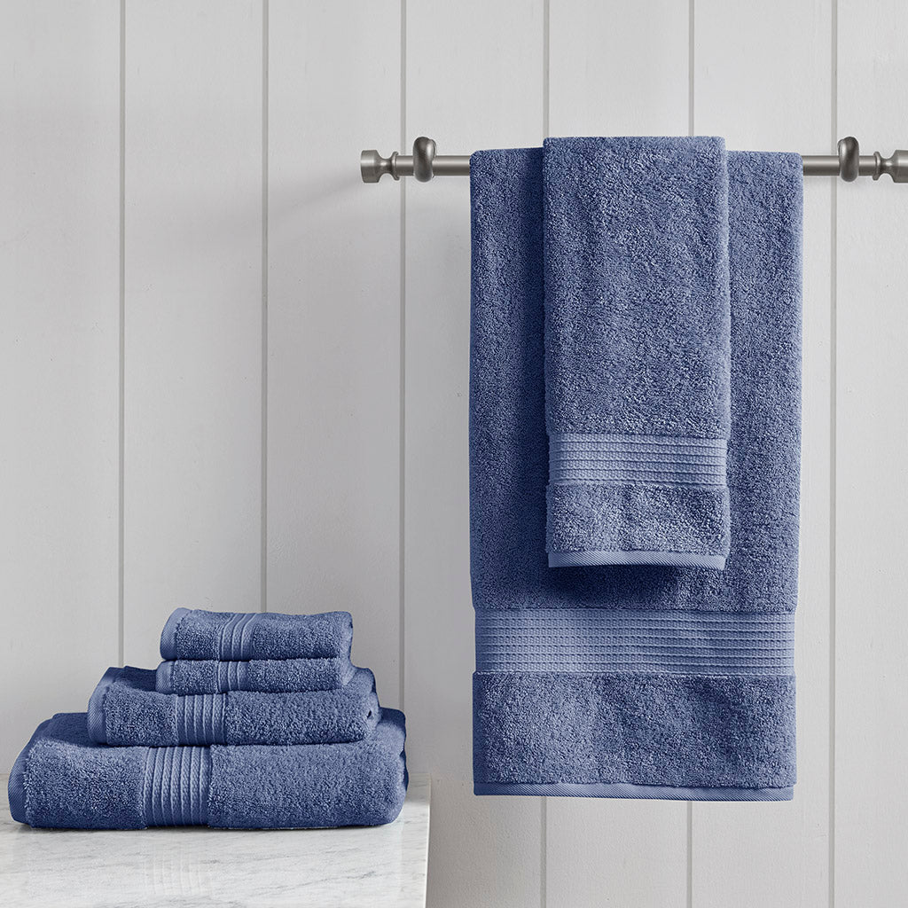 Organic 6 Piece Organic Cotton Towel Set - Navy