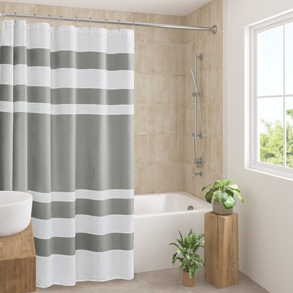 Spa Waffle Shower Curtain with 3M Treatment - Grey