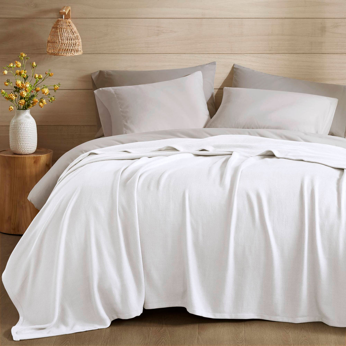 Bamboo Cotton Rayon Blanket - White