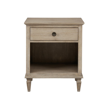 Victoria one-drawer wood nightstand with shelf - Light Natural