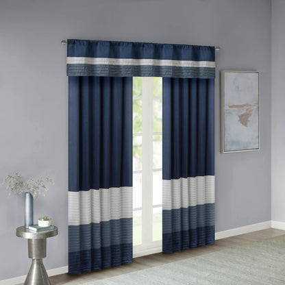 Amherst Polyoni Pintuck Window Valance - Navy