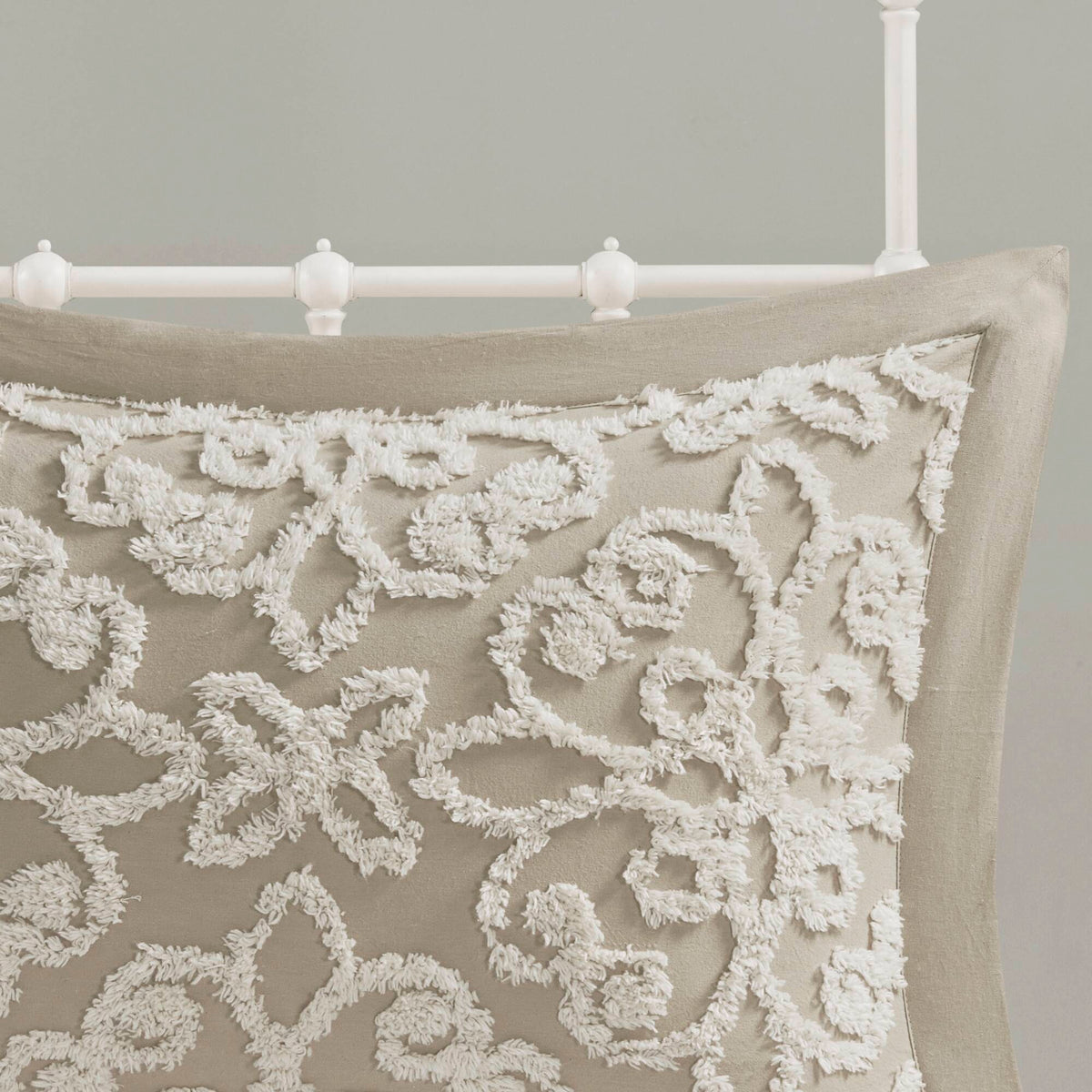 Sabrina 3 Piece Tufted Cotton Chenille Bedspread Set - Taupe