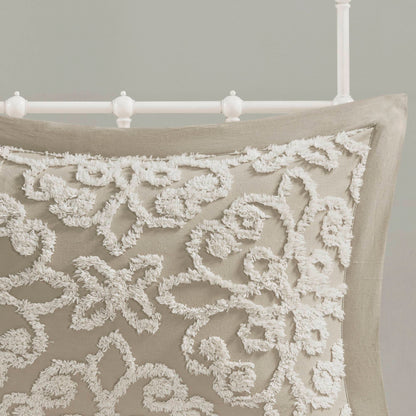 Sabrina 3 Piece Tufted Cotton Chenille Bedspread Set - Taupe