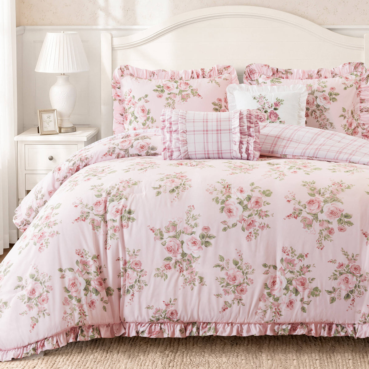 Elena Floral Comforter Set - Pink