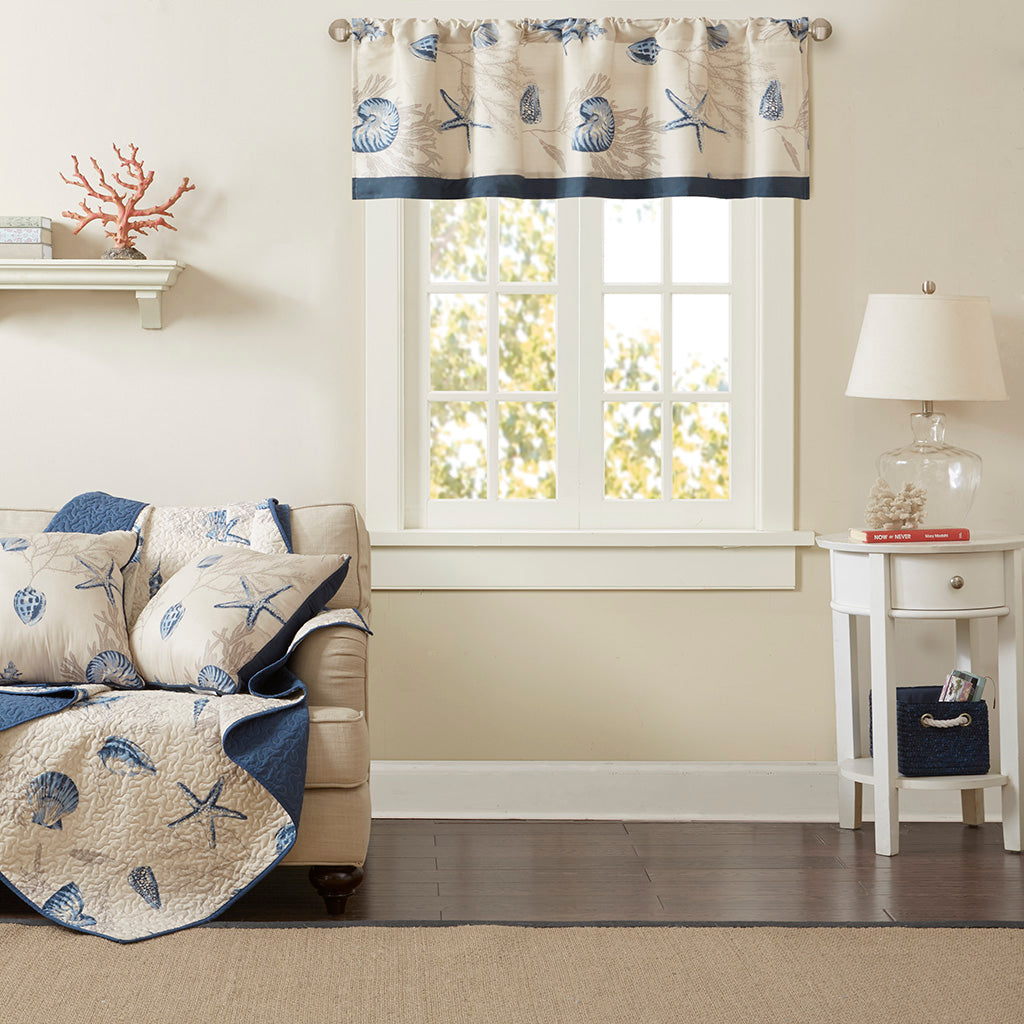 Bayside Printed Valance - Navy