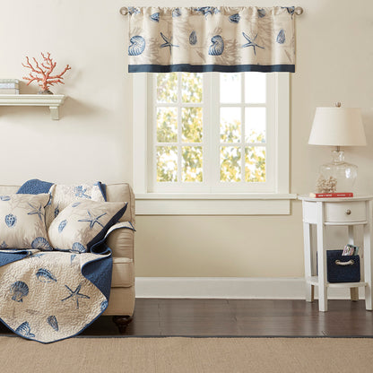 Bayside Printed Valance - Navy