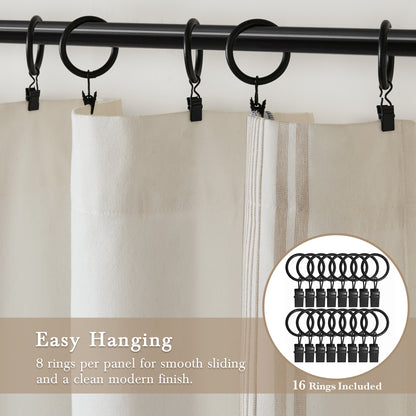 Morgan 2 window panels with 16 rings - Ivory/Taupe