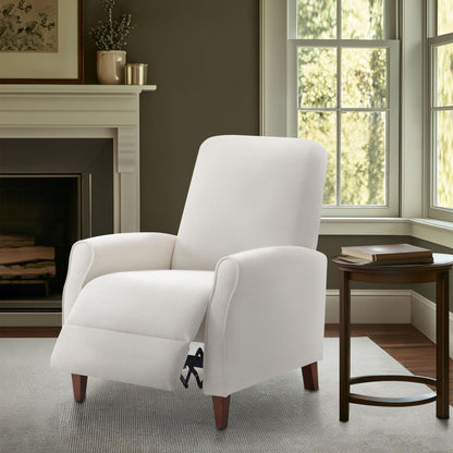 Marena Upholstered Manual Push Back Recliner - Cream