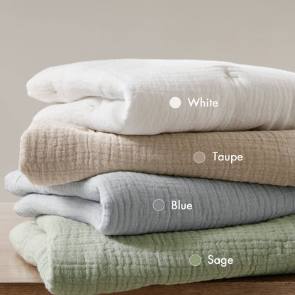 Breeze cotton gauze embroidered Euro Sham - White