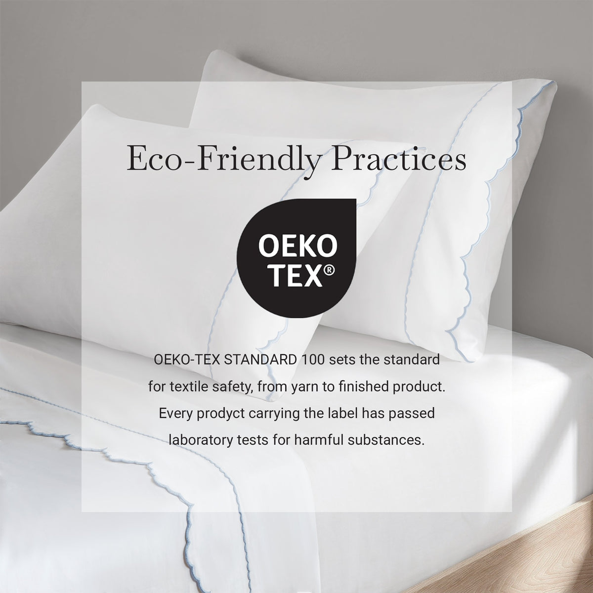 Brielle Scalloped Edge Cotton Sheet Set - Blue