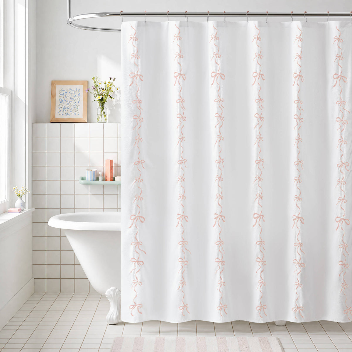 Addison Shower Curtain Set - Pink