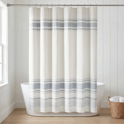 Morgan Shower Curtain - White/Blue