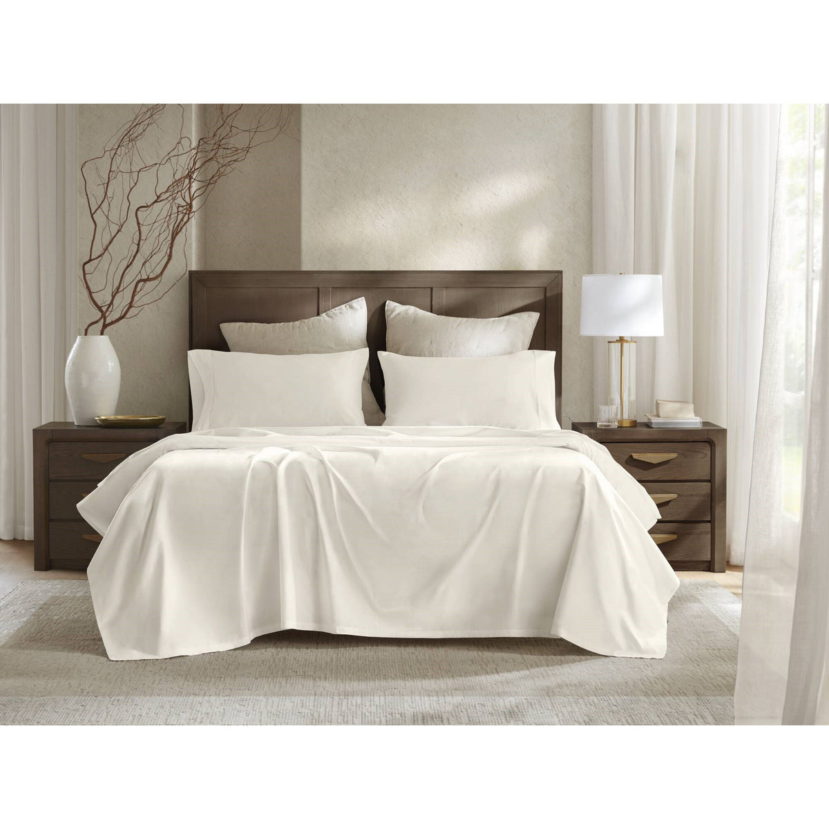 100% Egyptian Cotton Sateen Sheet Set - Off-White
