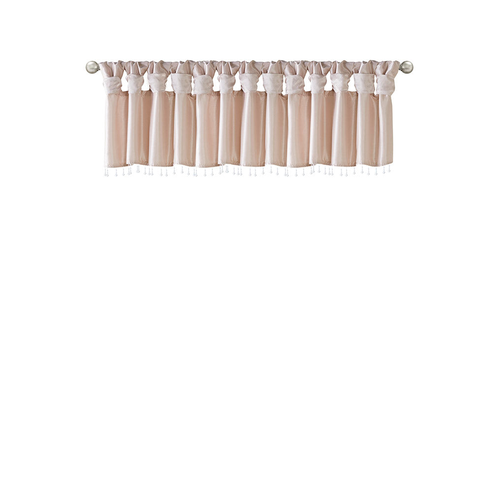 Emilia Lightweight Faux Silk Valance With Beads - Blush