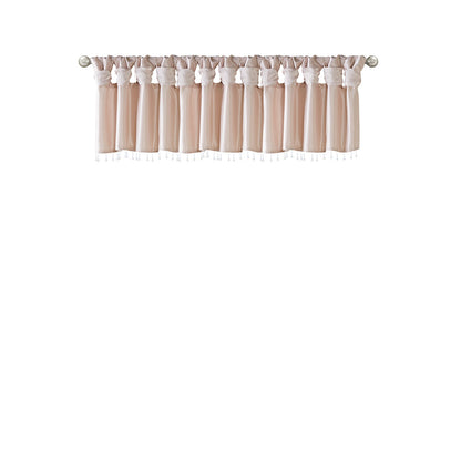 Emilia Lightweight Faux Silk Valance With Beads - Blush