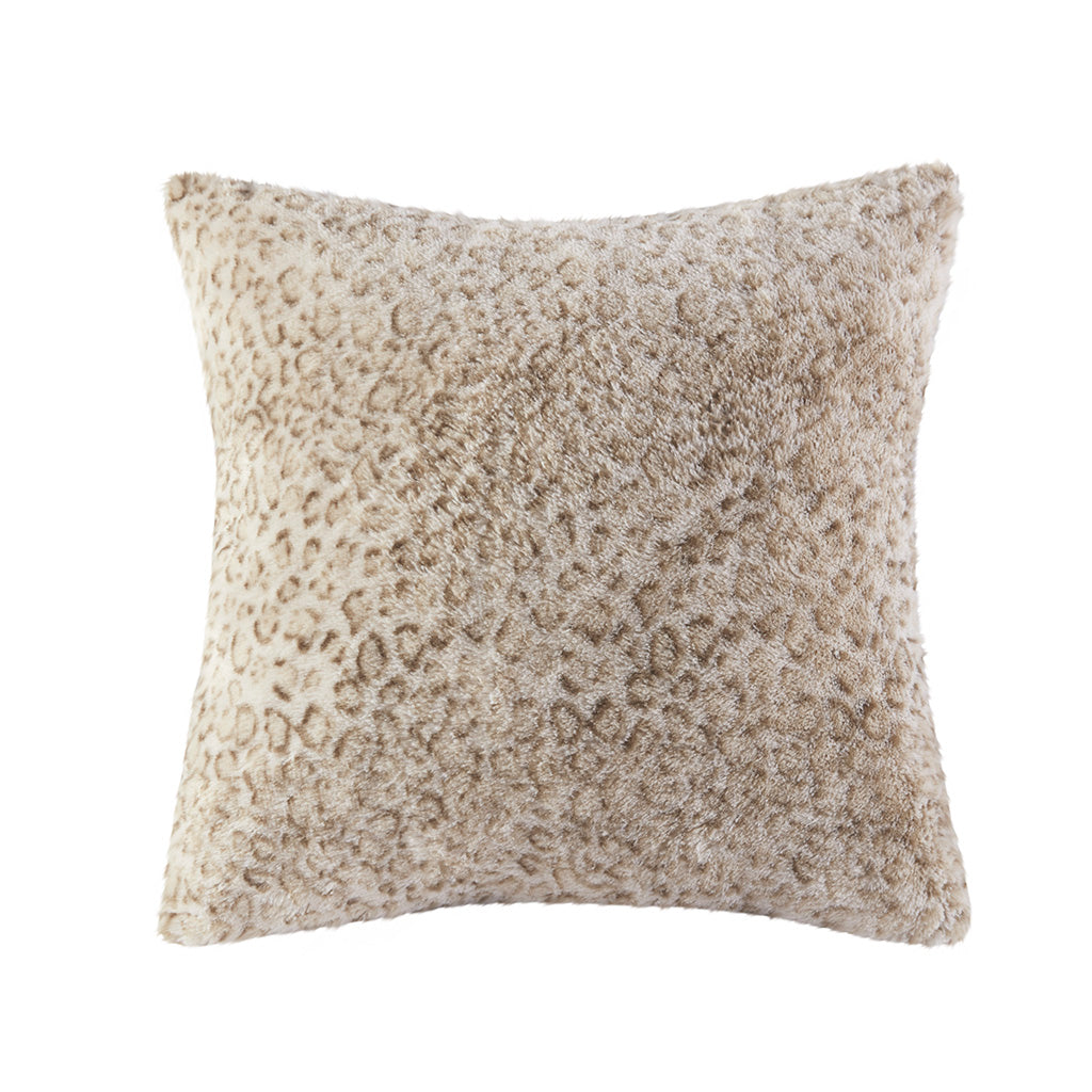 Zuri Faux Fur Square Pillow - Leopard