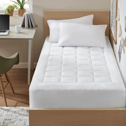 Cloud Soft Overfilled Plush Waterproof Mattress Pad - White