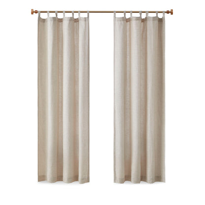 Beals Faux Linen Tab Top Fleece Lined Curtain Panel - Natural