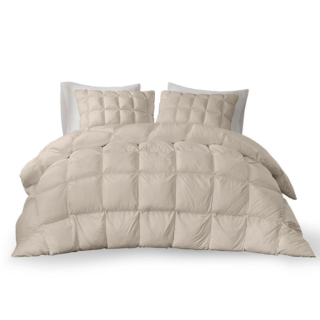 Stay Puffed Overfilled Down Alternative Comforter - Tan