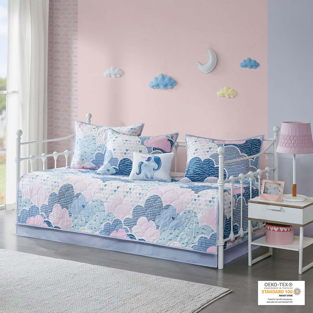 Cloud 6 Piece Cotton Reversible Daybed Set - Blue