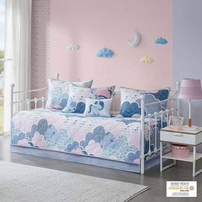 Cloud 6 Piece Cotton Reversible Daybed Set - Blue