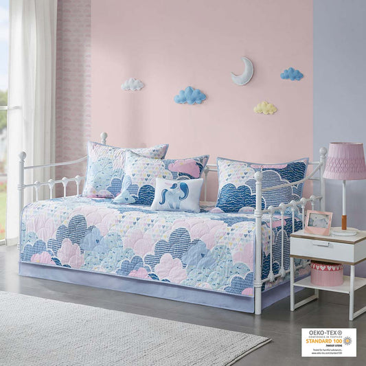 Cloud 6 Piece Cotton Reversible Daybed Set - Blue