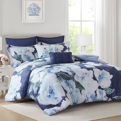 Shanti 7pcs Printed Comforter set - Blue