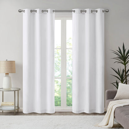 Galen Basketweave Room Darkening Curtain Panel Pair - White
